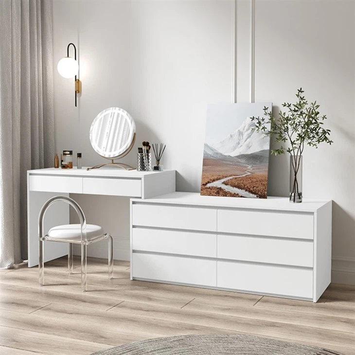 L-shaped Retractable Vanity Desk