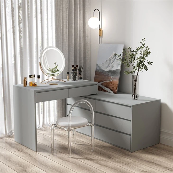 L-shaped Retractable Vanity Desk