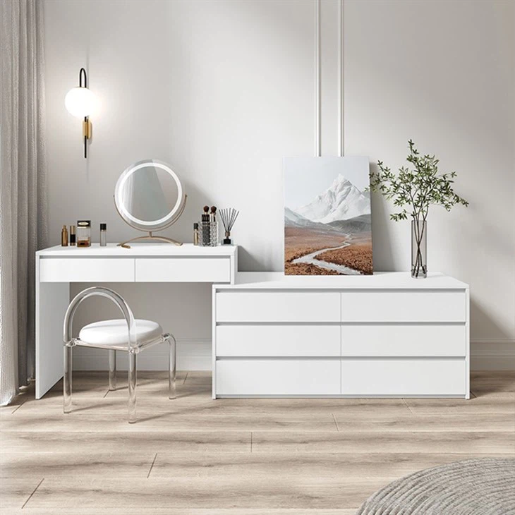L-shaped Retractable Vanity Desk