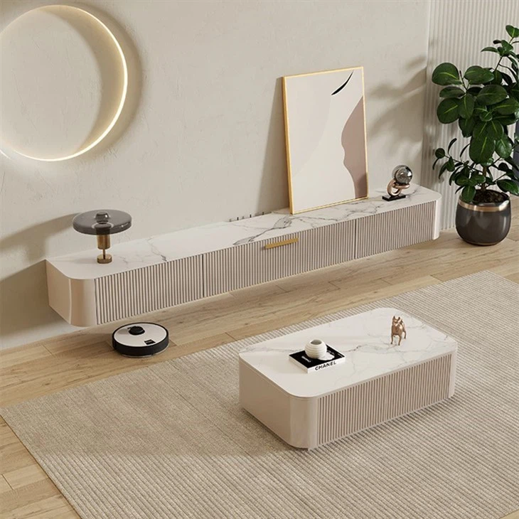 Vertical Grain Wall Mounted TV Cabinet